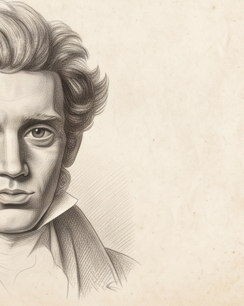Søren Kierkegaard karakalem portresi
